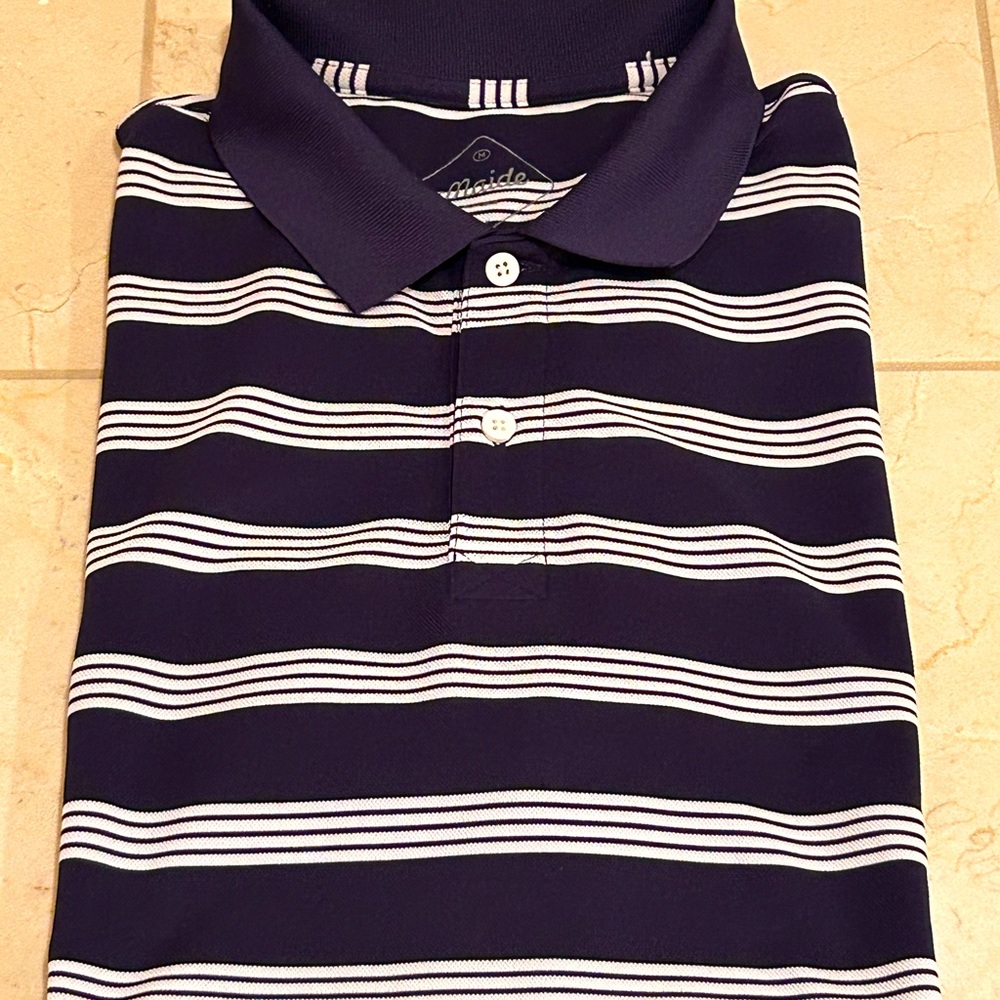 Bonobos Maide golf polo navy stripe slim fit medium